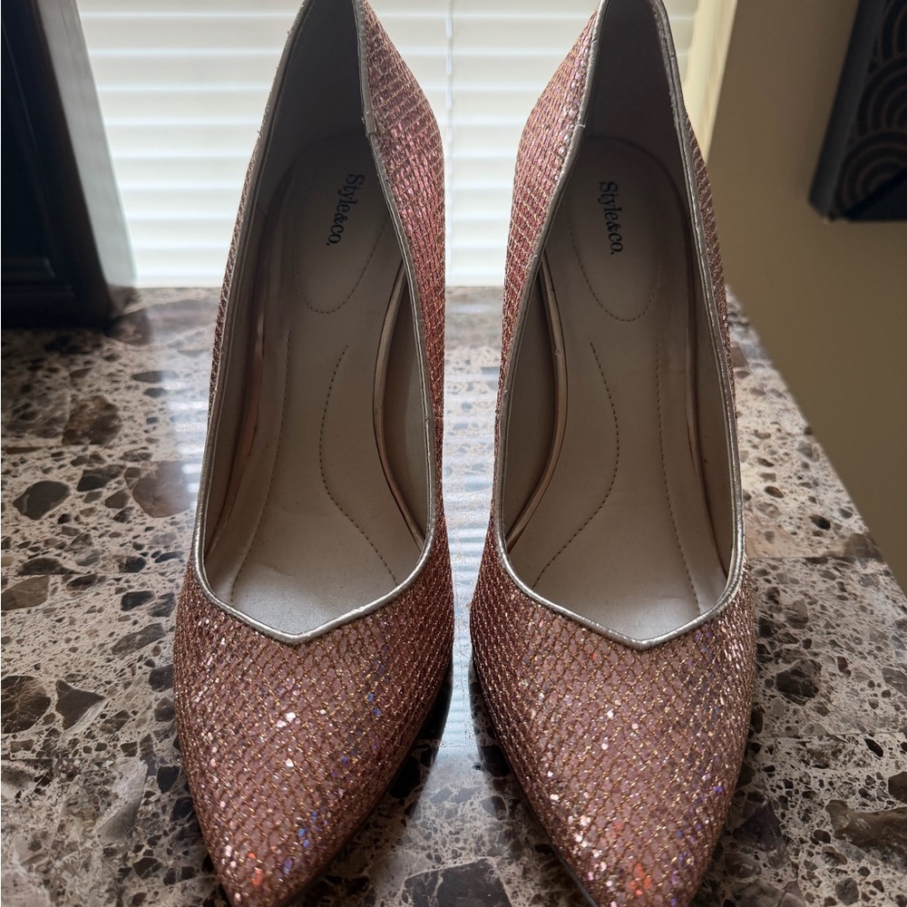 Style & Co. Glittering Rose Pink Sparkling Heels